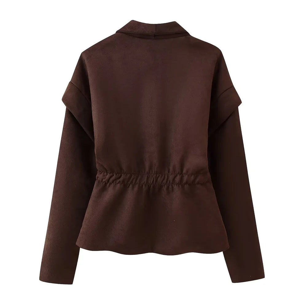 Kemetta™ – Blazer Suédé à Bouton Unique