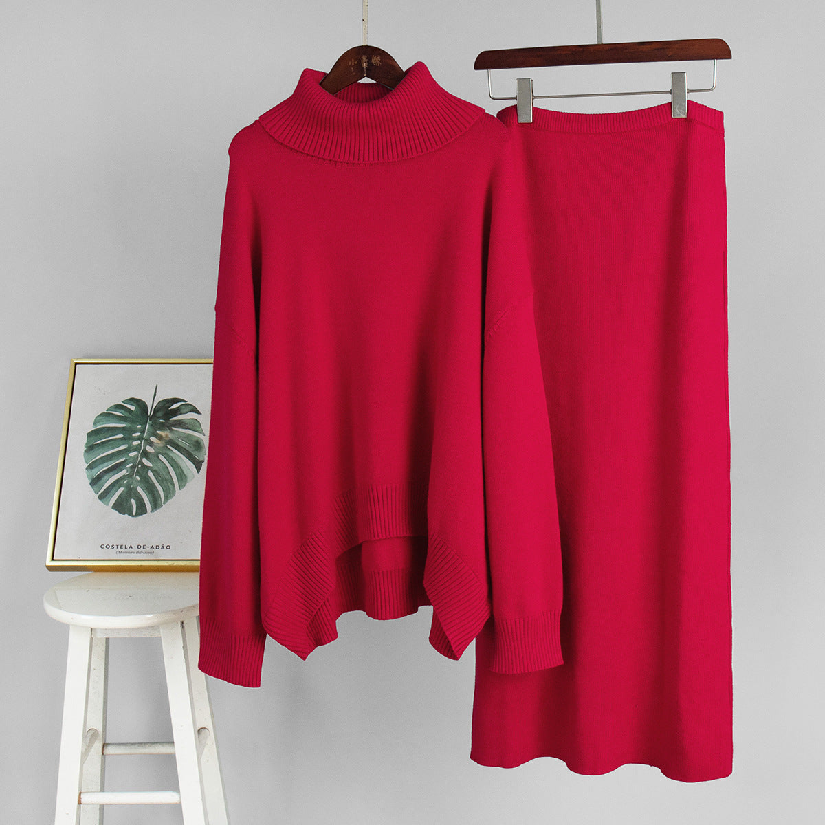 Kemetta™ – Ensemble Pull Col Roulé & Jupe Tricotée