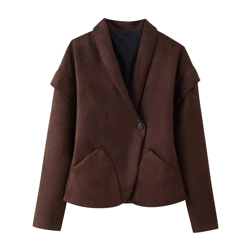 Kemetta™ –  Blazer Suédé à Bouton Unique
