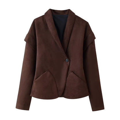 Kemetta™ –  Blazer Suédé à Bouton Unique