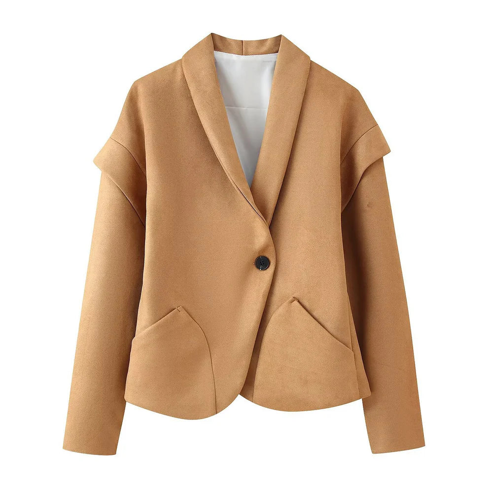 Kemetta™ –  Blazer Suédé à Bouton Unique