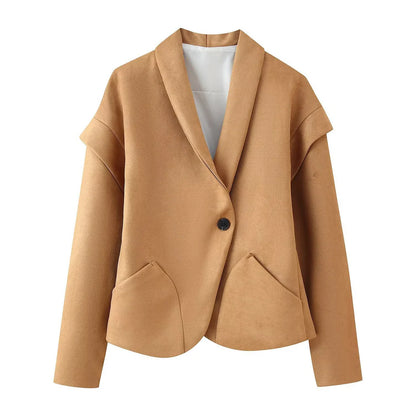 Kemetta™ –  Blazer Suédé à Bouton Unique