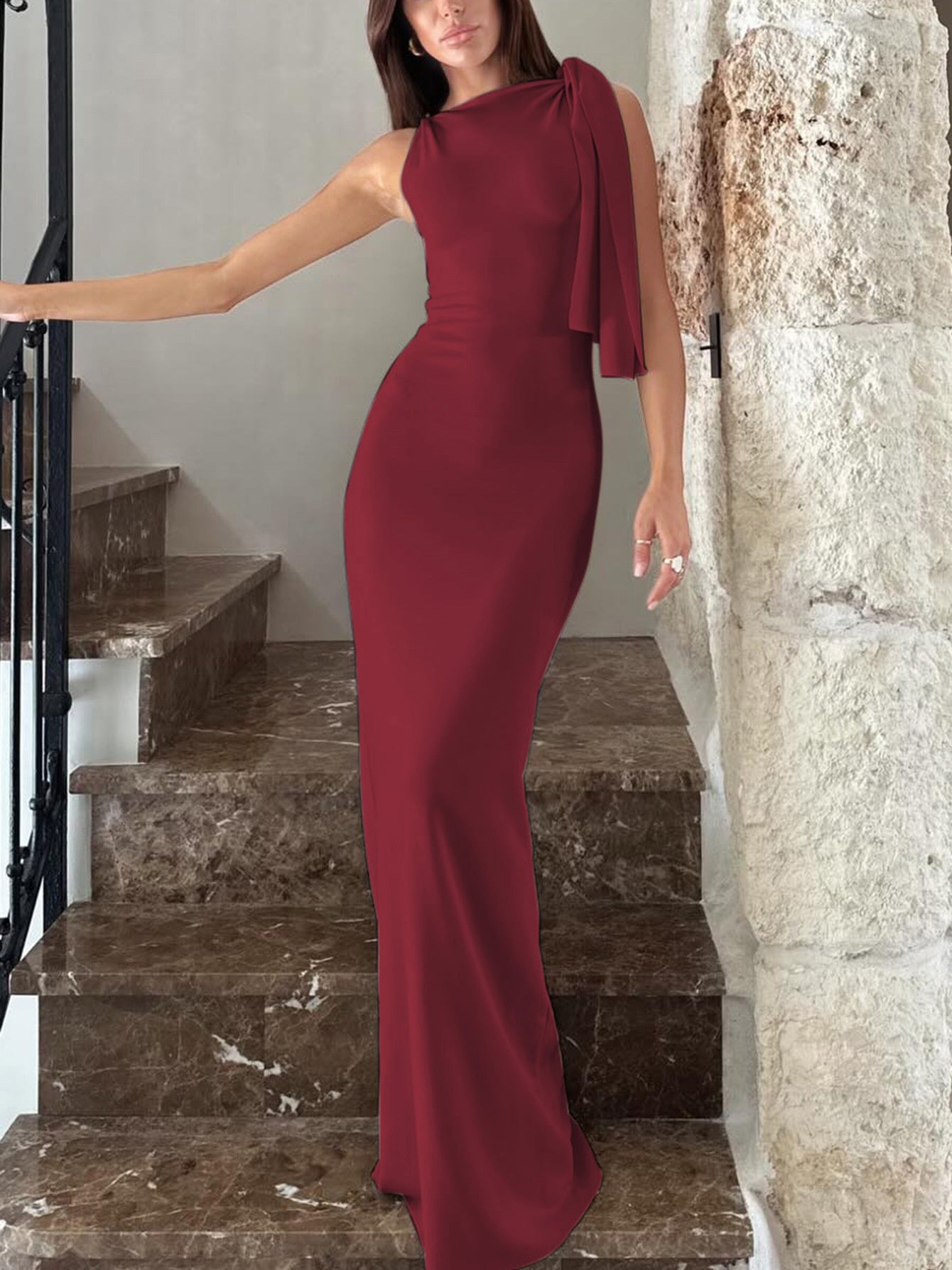 Kemetta™ –  Robe Longue Asymétrique Sans Manches