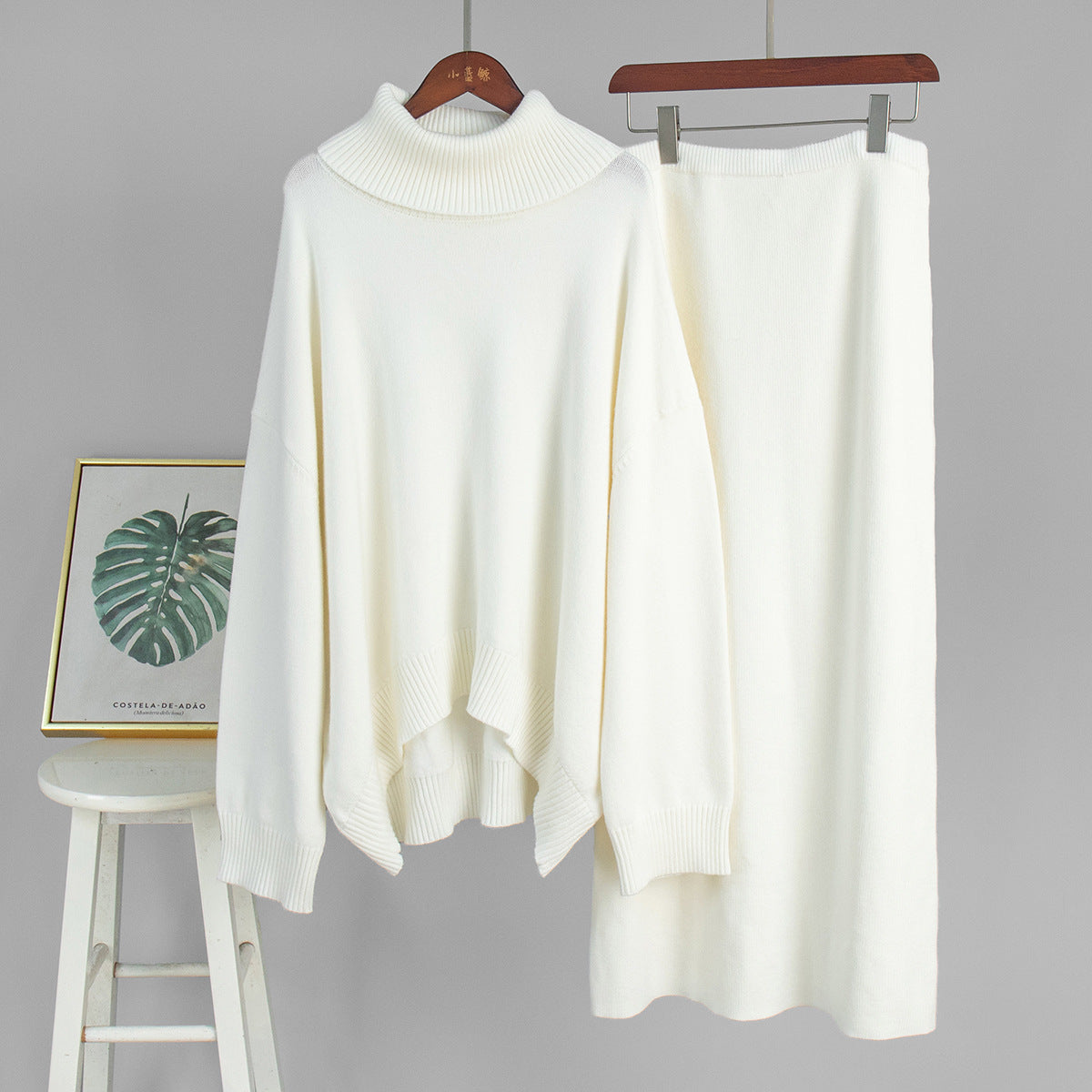 Kemetta™ – Ensemble Pull Col Roulé & Jupe Tricotée