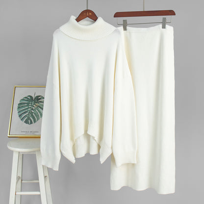 Kemetta™ – Ensemble Pull Col Roulé & Jupe Tricotée