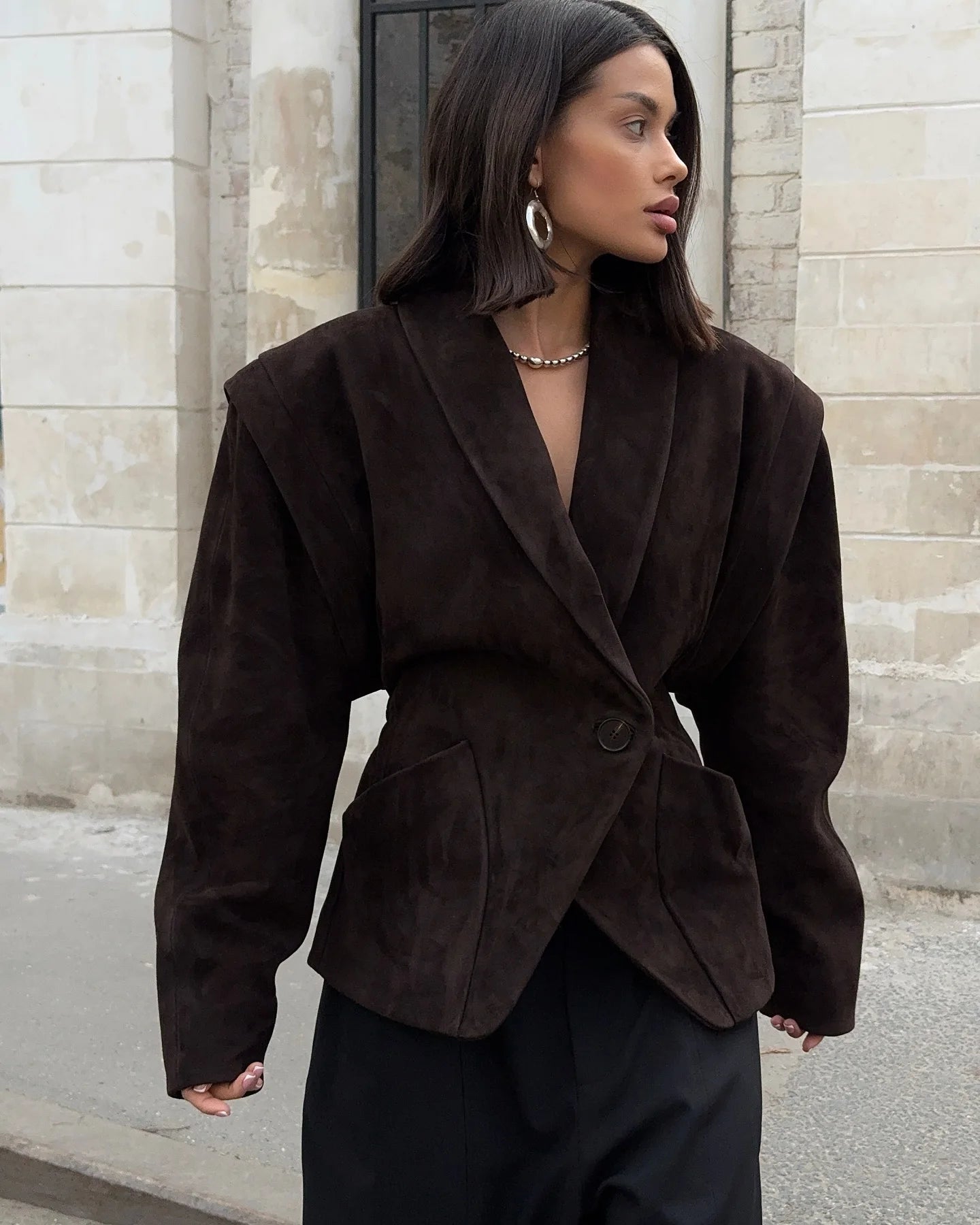Kemetta™ –  Blazer Suédé à Bouton Unique