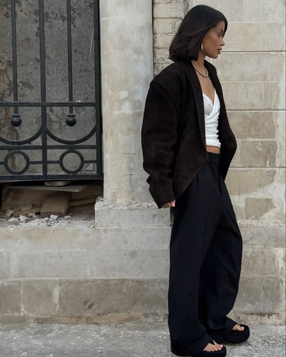Kemetta™ –  Blazer Suédé à Bouton Unique